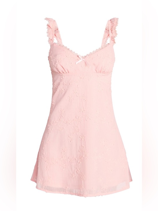 No Boundaries Dresses & Skirts - NWT No Boundaries Pink Coral Embroidered Ruffle Strap Mini Dress‎ M 8/10